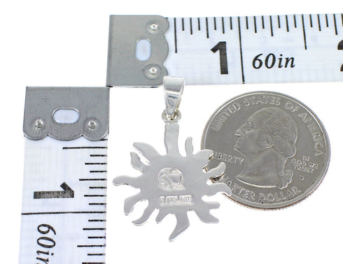 Sterling Silver And Multicolor Southwest Sun Pendant YX67971